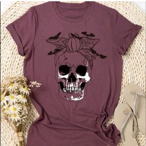 Maroon Skull Graphic Tee